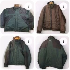 Reversible Chore Barn Coat Jacket Green Black Duck Canvas Brown Quilted Puffer L